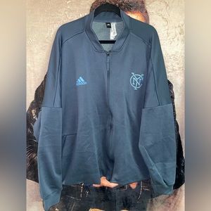 Adidas NYCFC Soccer Full-Zip Anthem Jacket Grey/Blue Size 3XL